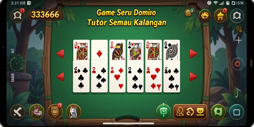 Gameplay seru dalam 333666 yang menampilkan permainan Domino.
