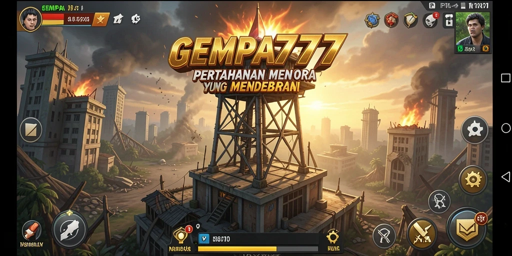 Screenshot menampilkan gameplay menara pertahanan yang mendebarkan dan strategi yang intens.