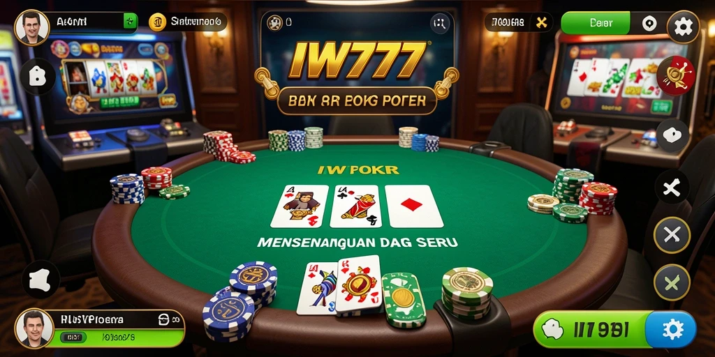 Tampilan gameplay seru dari IW777 yang menampilkan aksi Poker mendebarkan.