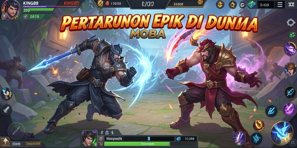 Tangkapan layar gameplay <strong>KING88</strong> menunjukkan pertarungan seru antar tim.