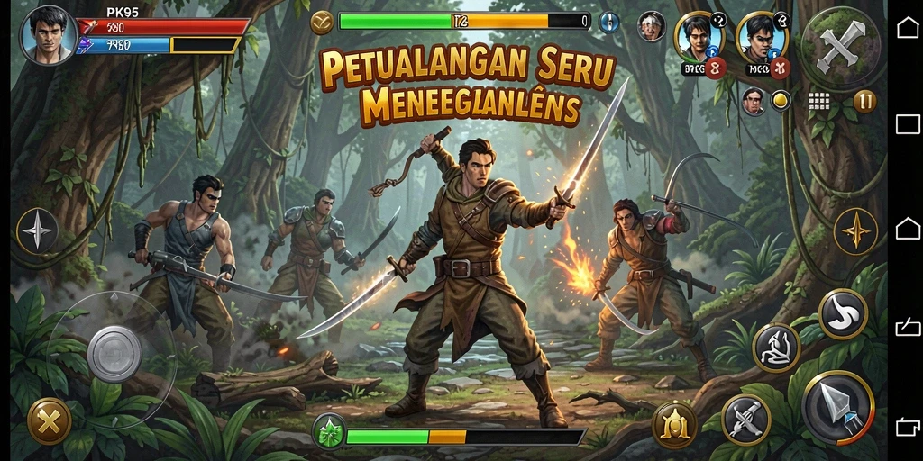 Screenshot utama PK95 memperlihatkan gameplay mendebarkan di dunia petualangan yang menantang.
