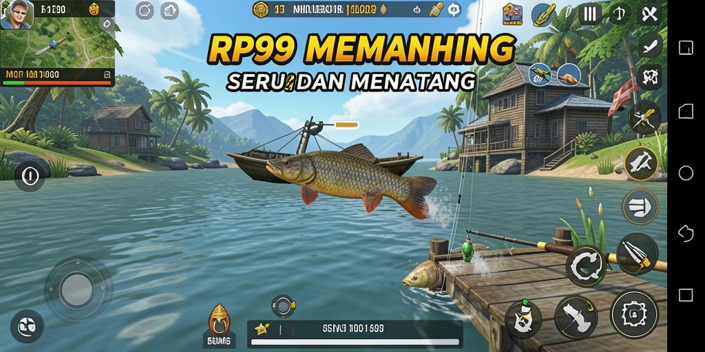 Tampilan gameplay RP99 dengan pengalaman memancing yang seru.