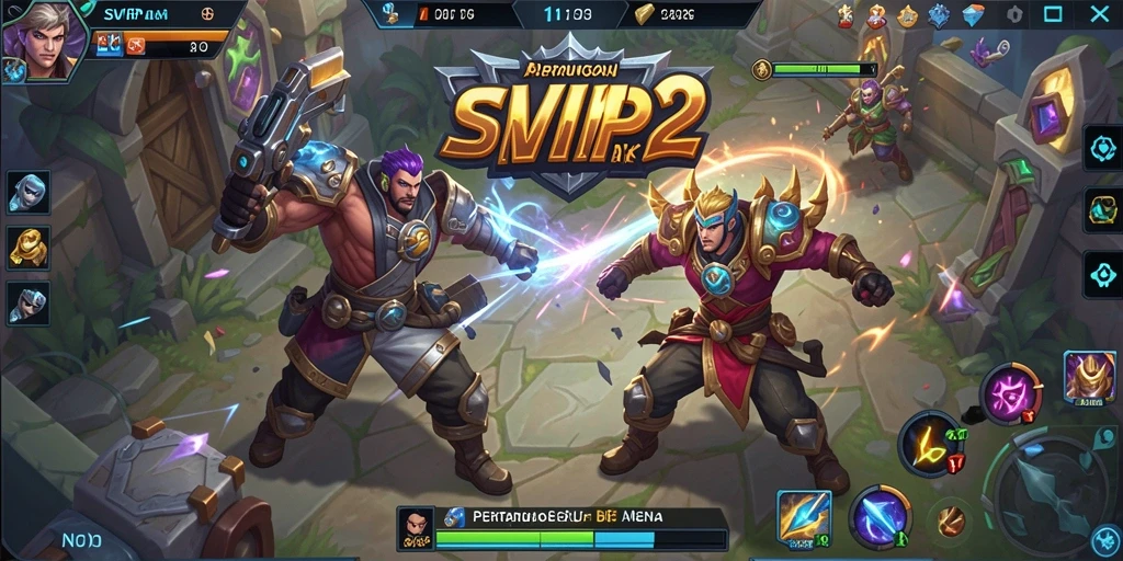 Tangkapan layar gameplay menunjukkan aksi seru di arena MOBA.