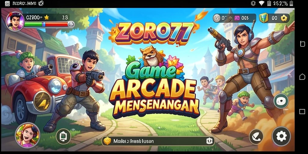 Screenshot utama ZORO77 menampilkan gameplay arcade yang seru.